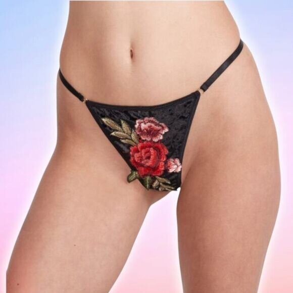NWT KILO BRAVA Floral Crushed Velvet Low Rise G-String Sz XXXL - Picture 1 of 9